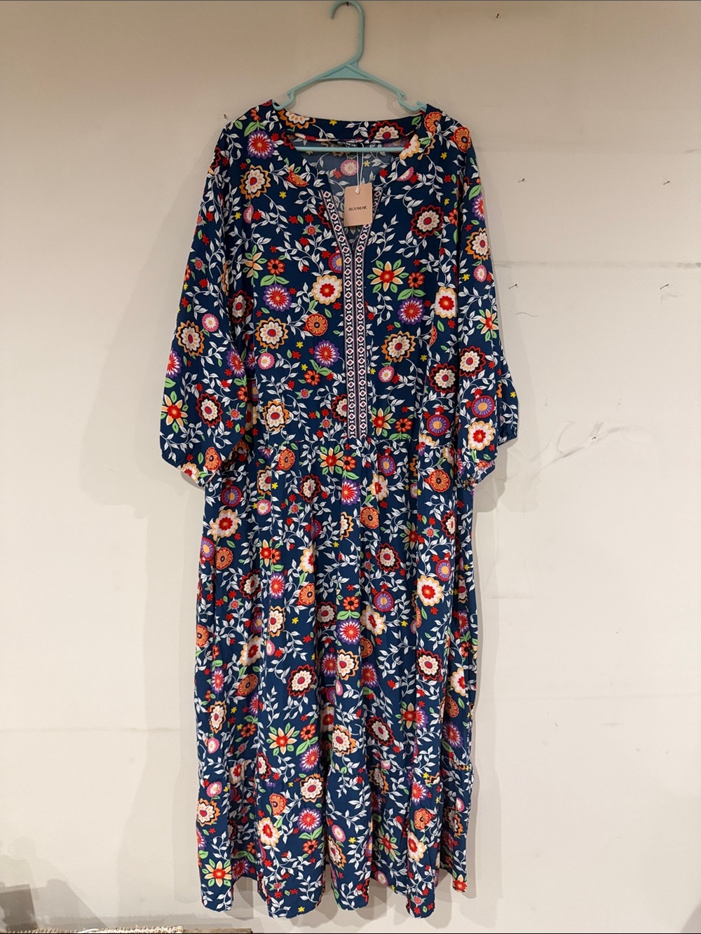 BloomChic Navy Maxi Dress with Multicolor Floral Print